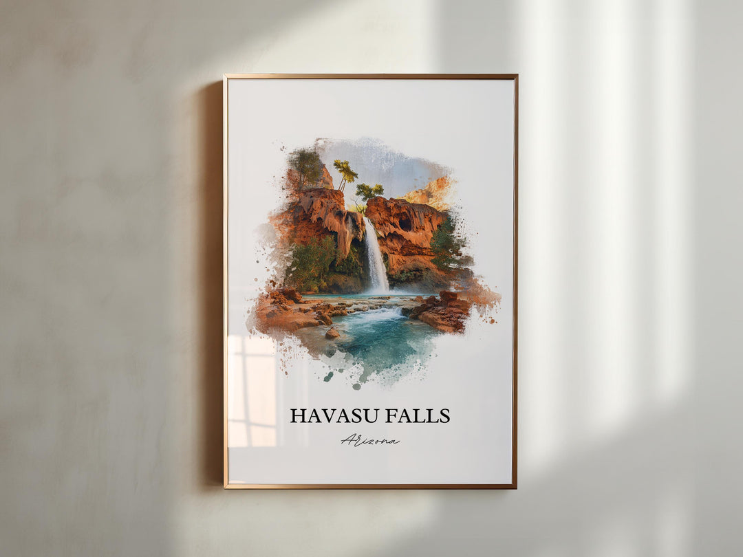 Havasu Falls Wall Art, Grand Canyon AZ Print, Arizona Watercolor Art, Havasu Falls Gift, Travel Print, Travel Poster, Housewarming Gift