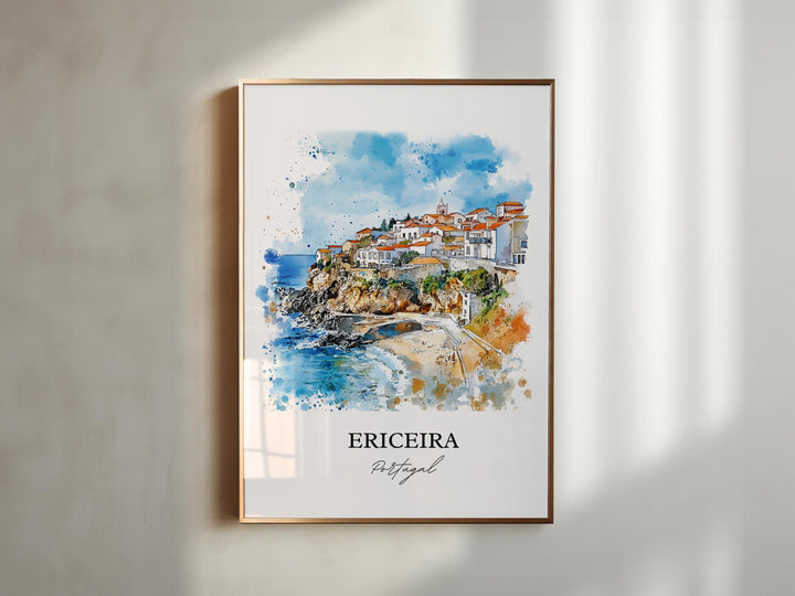 Ericeira Wall Art, Lisbon Print, Portugal Watercolor Art, Ericeira Gift, Travel Print, Travel Poster, Housewarming Gift