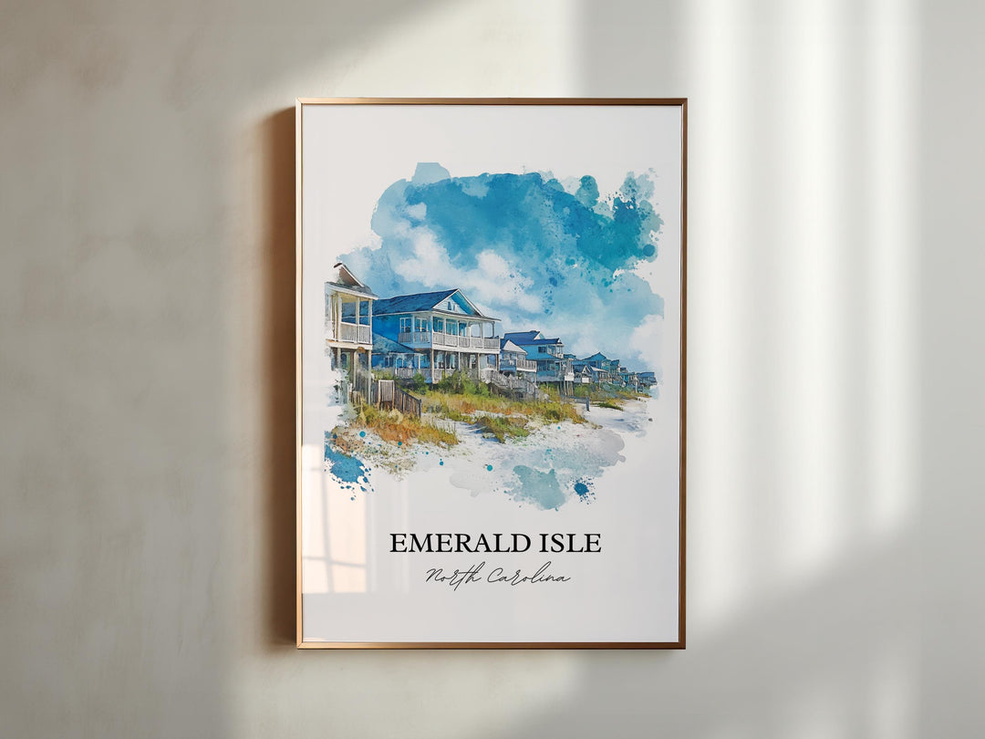 Emerald Isle Art, Bogue Banks Island Print, North Carolina Artwork, Emerald Isle NC Gift, Travel Print, Travel Poster, Housewarming Gift