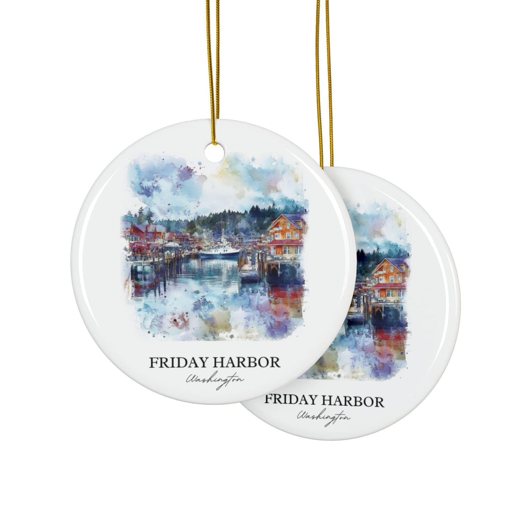 Friday Harbor WA Ornament: Unique San Juan Island Souvenir, San Juan Island Xmas Decor, and Authentic Friday Harbor Gift