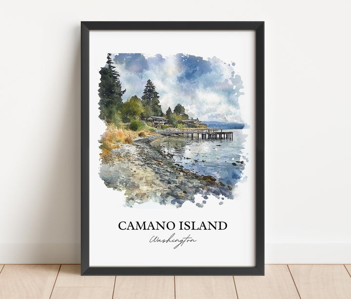 Camano Island Wall Art, Camano WA Print, Washington Watercolor Art, Camano Island Gift, Travel Print, Travel Poster, Housewarming Gift