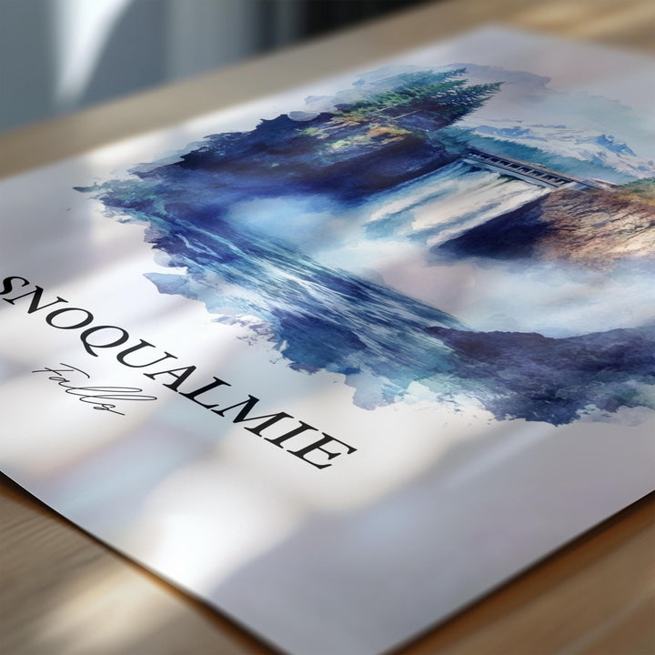 Snoqualmie Falls Wall Art, Fall City Print, Washington St Watercolor, Snoqualmie Falls Gift, Travel Print, Travel Poster, Housewarming Gift