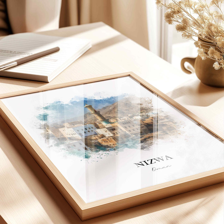 Nizwa, Oman – Watercolor Art Print