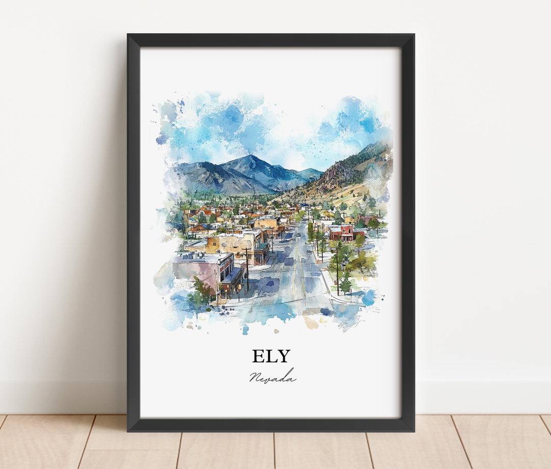 Ely Nevada Wall Art, Ely NV Print, Nevada Watercolor Art, White Pine County Gift, Travel Print, Travel Poster, Housewarming Gift