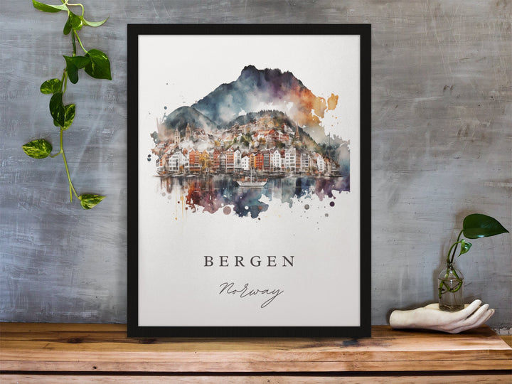 Bergen Norway wall art - Bergen, Norway poster, Bergen Norway Wedding gift, Birthday present, Custom Text, Personalized Gift
