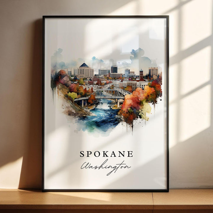 Spokane WA wall art - Washington, Spokane poster, Spokane Wedding gift, Spokane Birthday present, Custom Text, Personalized Gift