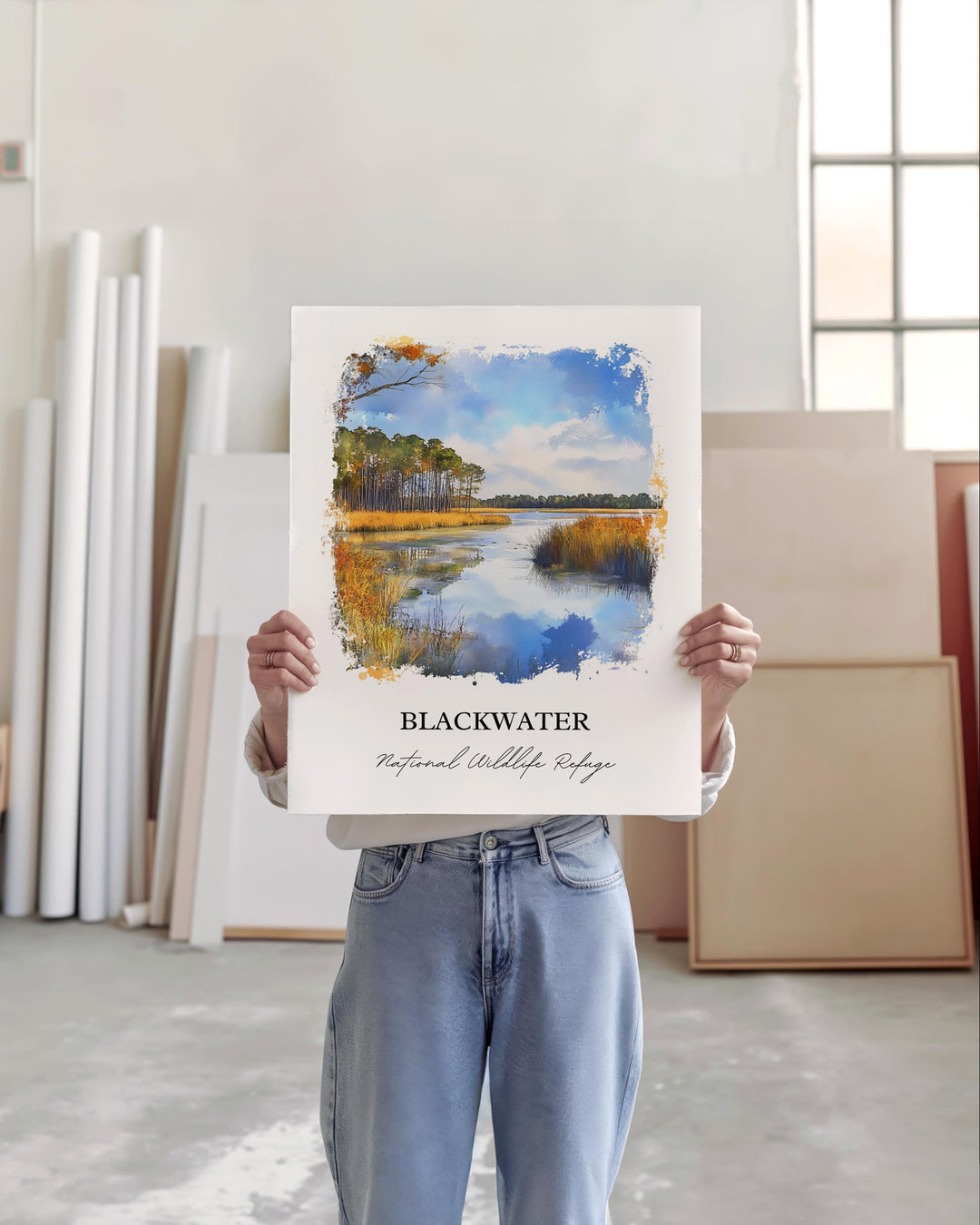 Blackwater National Refuge Wall Art, Cambridge MD Print, Maryland Watercolor, Maryland Gift, Travel Print, Travel Poster, Housewarming Gift