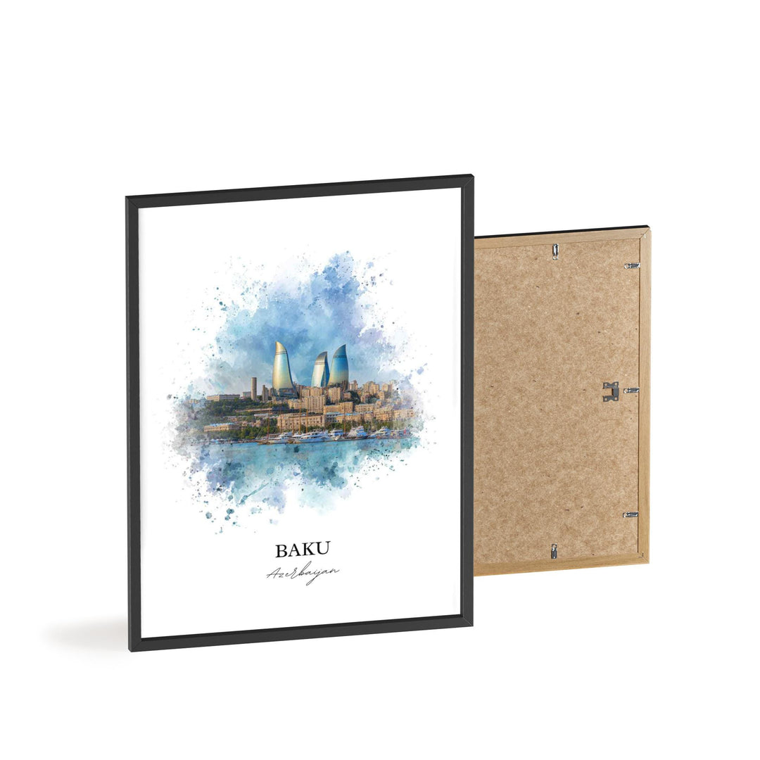 Baku, Azerbaijan – Watercolor Art Print