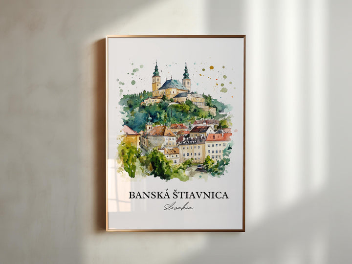 Banska Stiavnica Wall Art, Slovakia Print, Slovakia Watercolor Art, Banska Stiavnica Gift, Travel Print, Travel Poster, Housewarming Gift