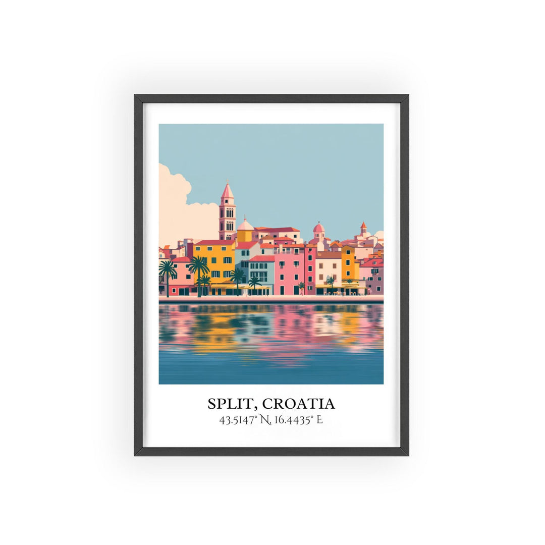 Split Croatia Art, Split Retro Travel Art, Croatia Home Decor, Split Croatia Gift, Croatian Travel Art, Travel Prints, Housewarming Gift