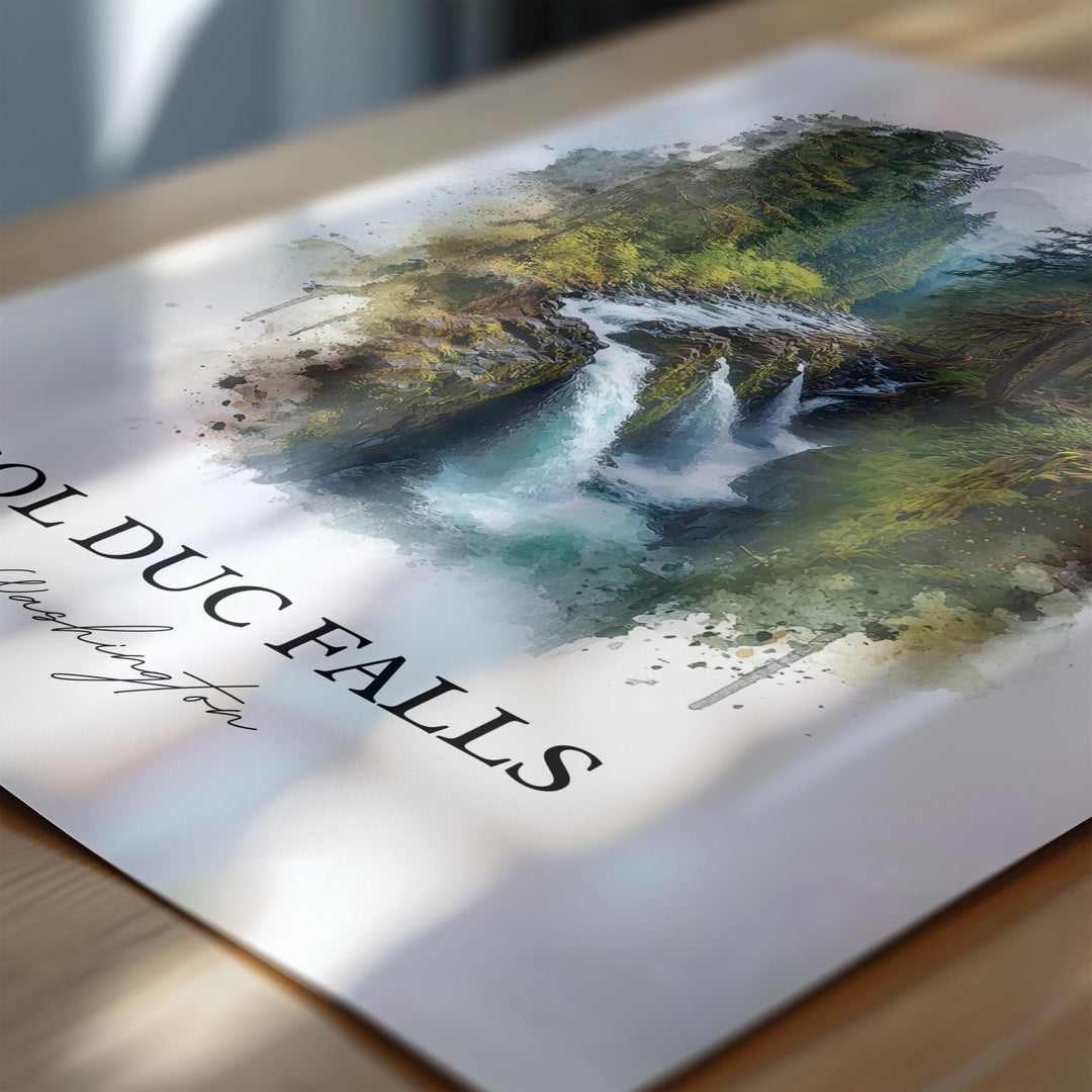 Sol Duc Falls Art, Olympic National Park Print, Washington State Artwork, Sol Duc Falls Gift, Travel Print, Travel Poster, Housewarming Gift