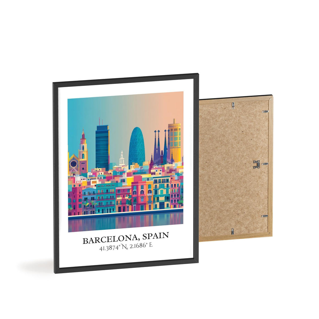 Barcelona Art, Barcelona Retro Travel Art, Barcelona Home Decor, Barcelona Gift, Spain Travel Art, Travel Prints, Housewarming Gift