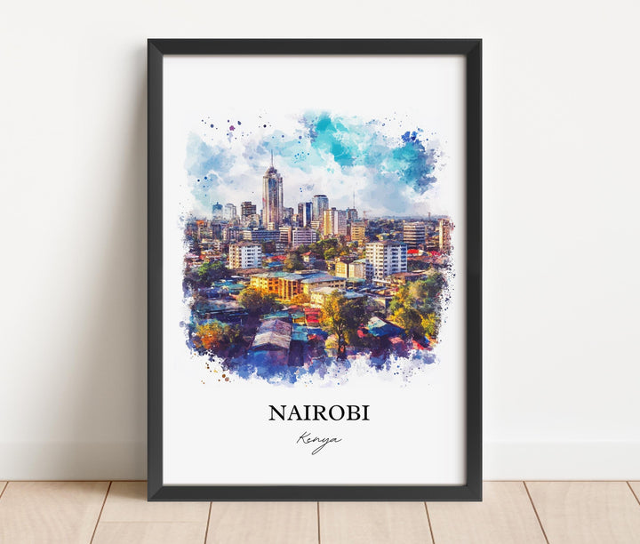 Nairobi Wall Art, Nairobi Print, Kenya Watercolor Art, Nairobi Kenya Gift, Travel Print, Travel Poster, Housewarming Gift