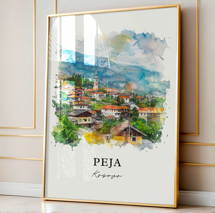 Peja Kosovo Wall Art, Peja Print, Peja Watercolor, Rugova Kosovo Gift,