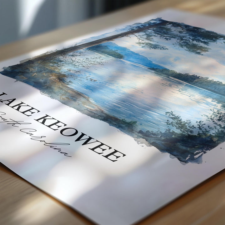 Lake Keowee SC Wall Art, Seneca SC Print, South Carolina Watercolor Art, Lake Keowee Gift, Travel Print, Travel Poster, Housewarming Gift
