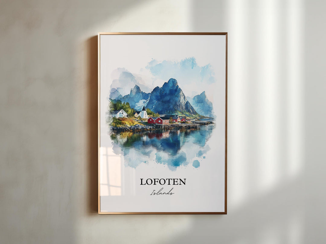 Lofoten Islands Wall Art, Vestvagoya Island Print, Norway Watercolor, Lofoten Islands Gift, Travel Print, Travel Poster, Housewarming Gift