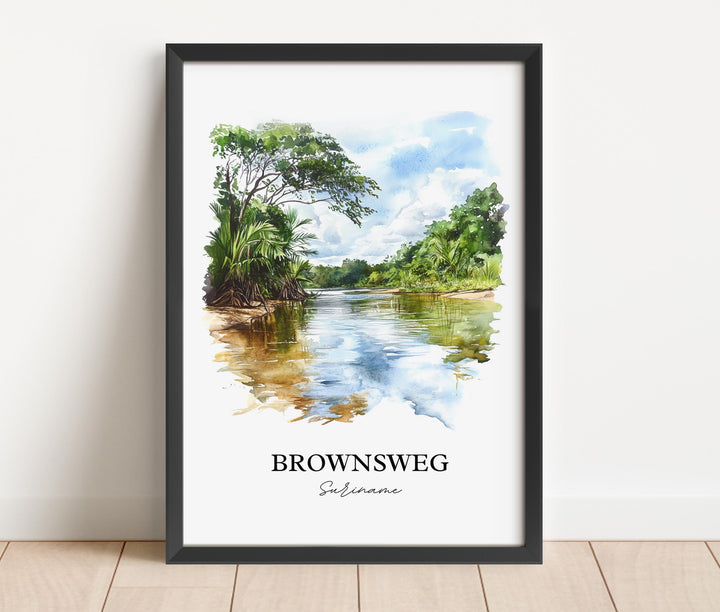 Brownsweg Wall Art, Suriname Print, Suriname Watercolor Art, Brownsweg Gift, Travel Print, Travel Poster, Housewarming Gift