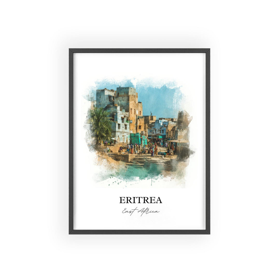 Eritrea Wall Art, Eritrea Print, Eritrea Watercolor Art, Eritrea Africa Gift, Travel Print, Travel Poster, Housewarming Gift