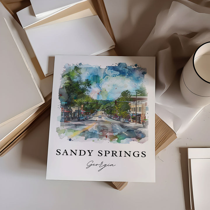 Sandy Springs GA Art, Sandy Springs Print, Sandy Springs Watercolor Art, Fulton County Gift,