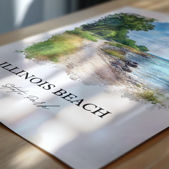 Illinois Beach State Park Wall Art, Zion IL Print, Illinois Watercolor, Illinois Beach Gift, Travel Print, Travel Poster, Housewarming Gift