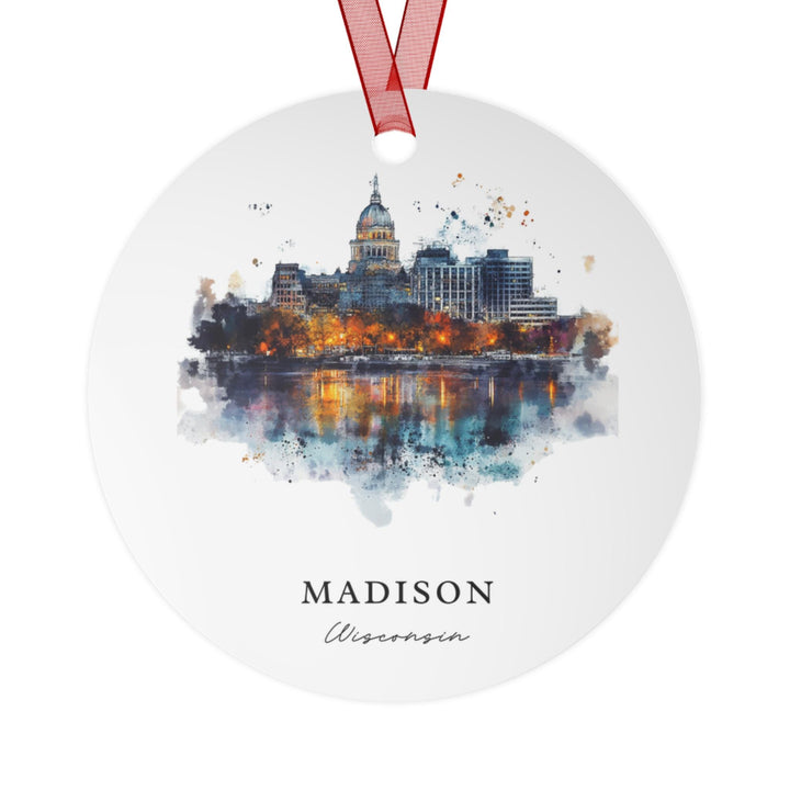 Madison WI Ornament: Unique Madison Souvenir, Madison Wisconsin Xmas Decor, and Authentic Madison WI Gift
