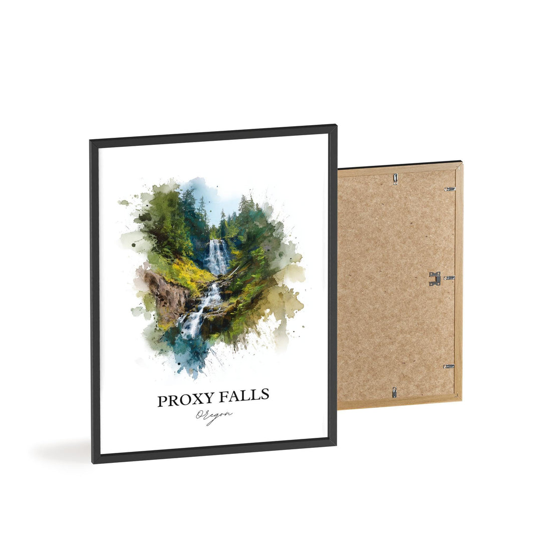 Proxy Falls, Oregon, USA – Watercolor Art Print