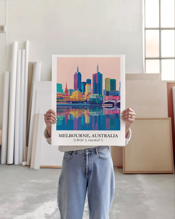 Melbourne Art, Melbourne Retro Travel Art, Melbourne Home Decor, Melbourne Gift, Australia Travel Art, Travel Prints, Housewarming Gift