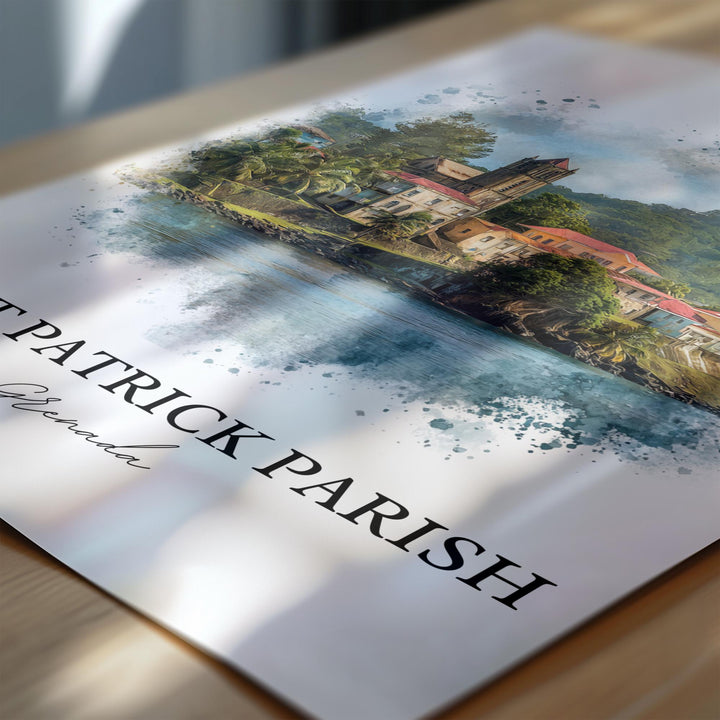 Saint Patrick Parish Wall Art, Grenada Print, Grenada Watercolor Art, Grenada Gift, Grenada Travel Print, Travel Poster, Housewarming Gift