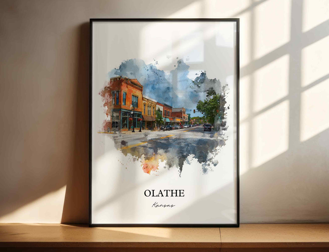 Olathe, Kansas Wall Art, Olathe Print, Olathe KS Watercolor Art, Olathe Gift, Travel Print, Travel Poster, Housewarming Gift