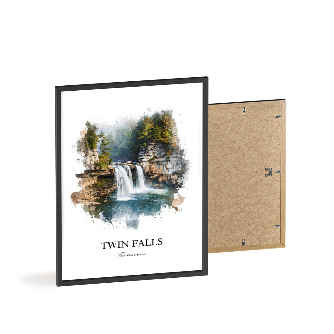 Twin Falls TN Wall Art, Rock Island Print, Tennessee Watercolor Art, Twin Falls TN Gift, Travel Print, Travel Poster, Housewarming Gift