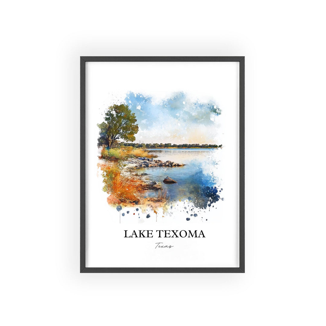 Lake Texoma Wall Art, Tulsa Oklahoma Print, Texas Watercolor Ar, Lake Texoma Gift, Travel Print, Travel Poster, Housewarming Gift