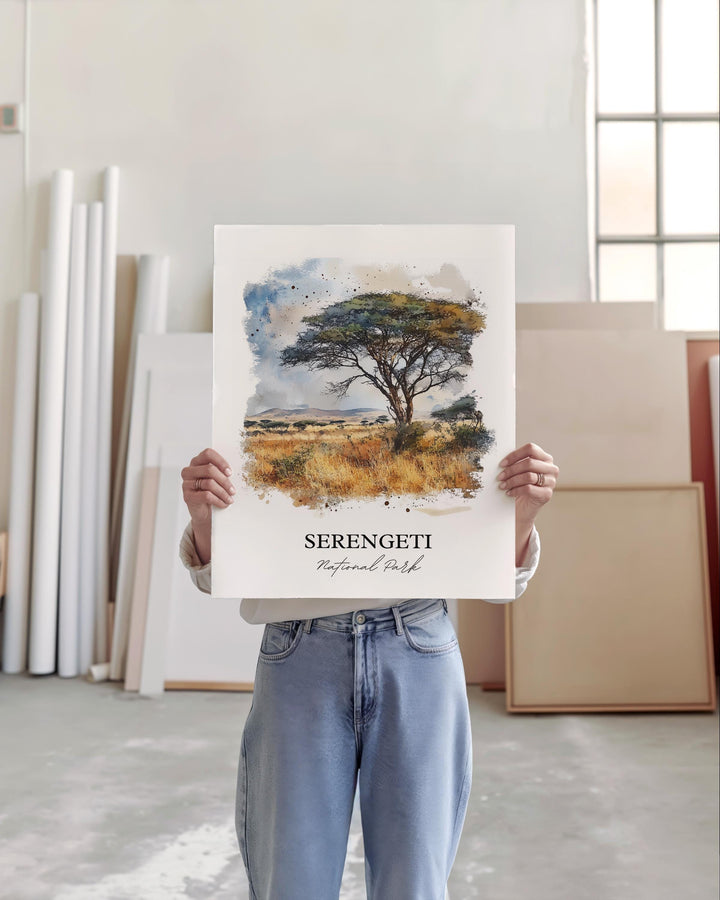 Serengeti National Park Art, Tanzania Print, Tanzania Watercolor, Serengeti National Park, Travel Print, Travel Poster, Housewarming Gift