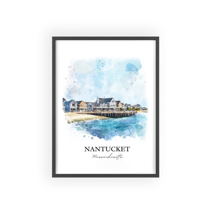 Nantucket Wall Art, Nantucket Print, Nantucket Watercolor Art, Nantucket MA Gift, Travel Print, Travel Poster, Housewarming Gift