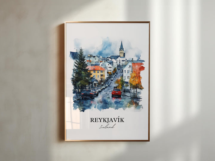 Reykjavik Wall Art, Reykjavik Print, Iceland Watercolor Art, Reykjavik Gift, Travel Print, Travel Poster, Housewarming Gift