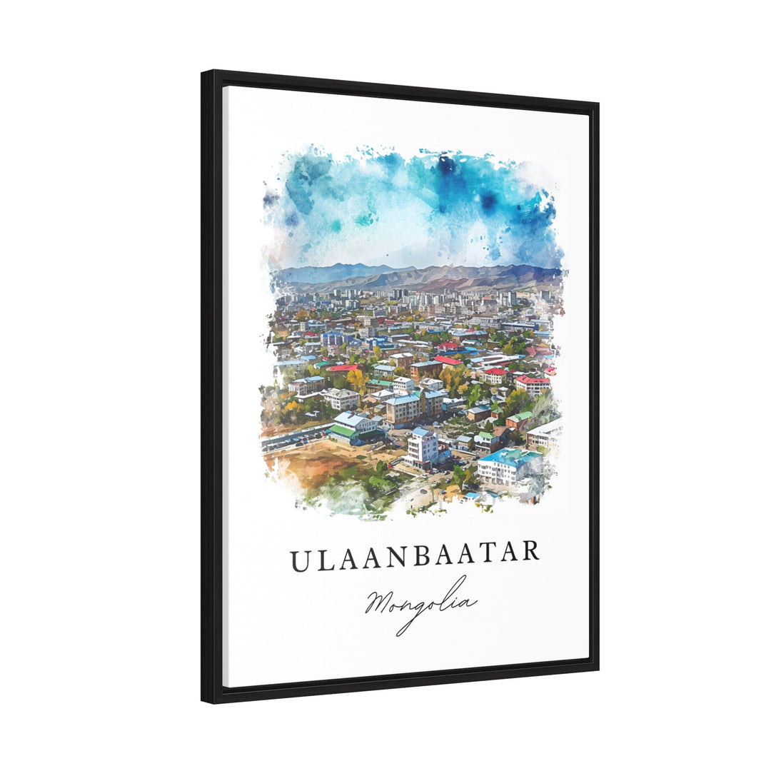 Ulaanbaatar watercolor travel art - Mongolia, Ulaanbatar print, Wedding gift, Birthday present, Custom Text, Perfect Gift