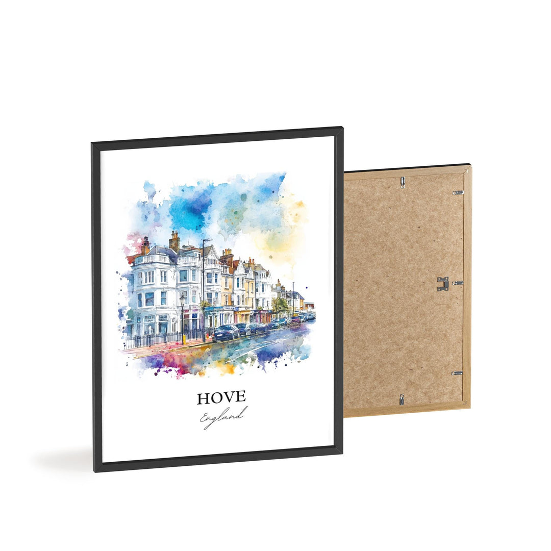 Hove England Wall Art, East Sussex England Print, Hove Watercolor Art, Hove England Gift, Travel Print, Travel Poster, Housewarming Gift
