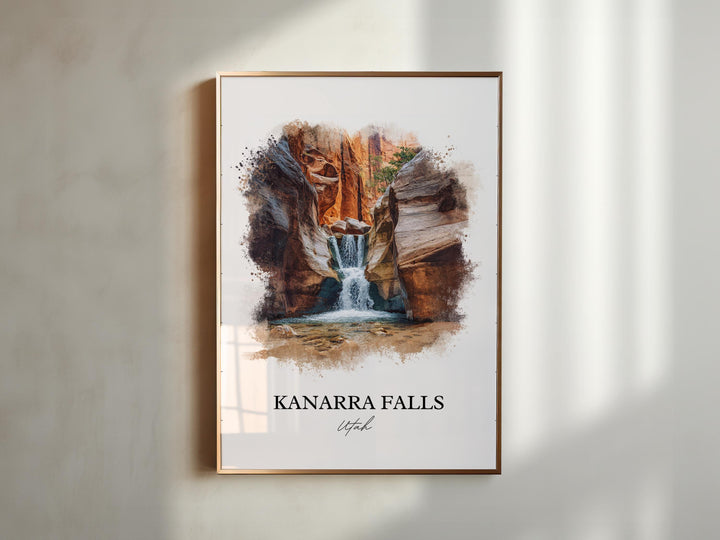 Kanarra Falls Wall Art, Kanarra Falls Print, Utah Watercolor Art, Kanarra Falls Gift, Travel Print, Travel Poster, Housewarming Gift