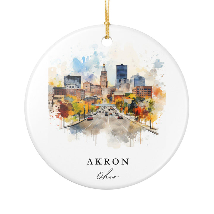 Akron Ohio Ornament: Unique Akron Ohio Souvenir, Ohio Xmas Decor, and Authentic Akron Ohio Gift