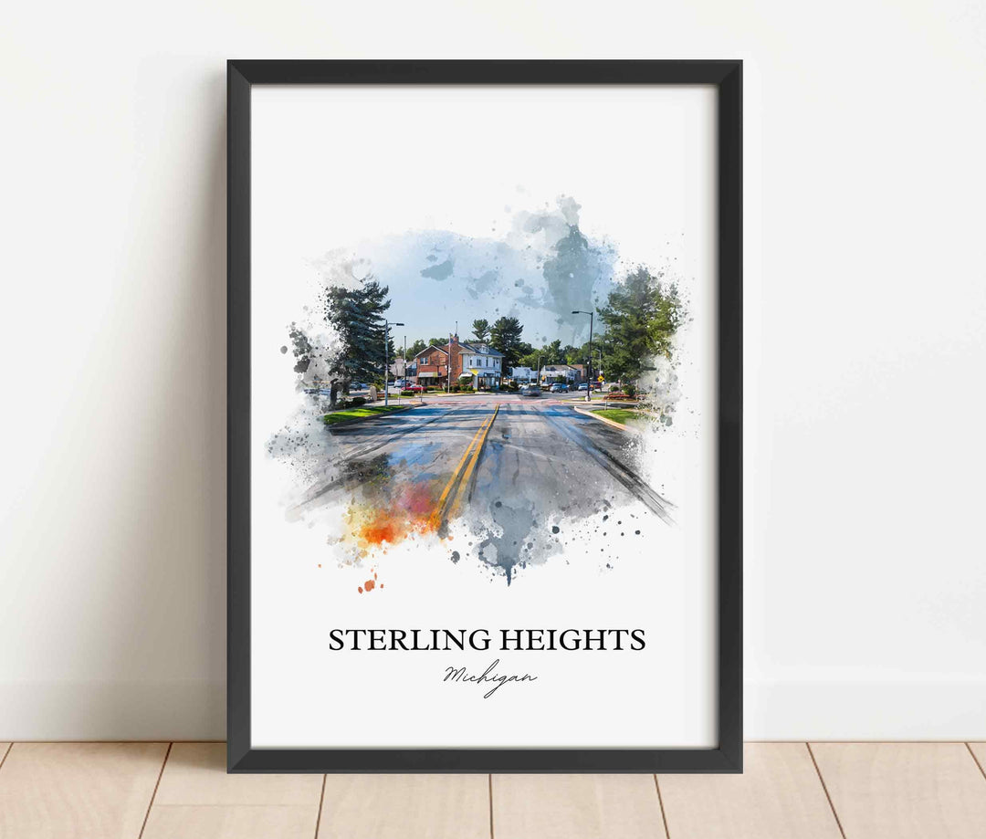 Sterling Heights, Michigan – Watercolor Art Print