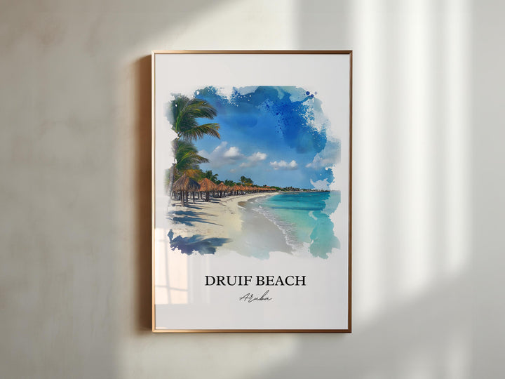 Druif Beach Wall Art, Oranjestad Aruba Print, Aruba Watercolor Art, Druif Beach Gift, Travel Print, Travel Poster, Housewarming Gift