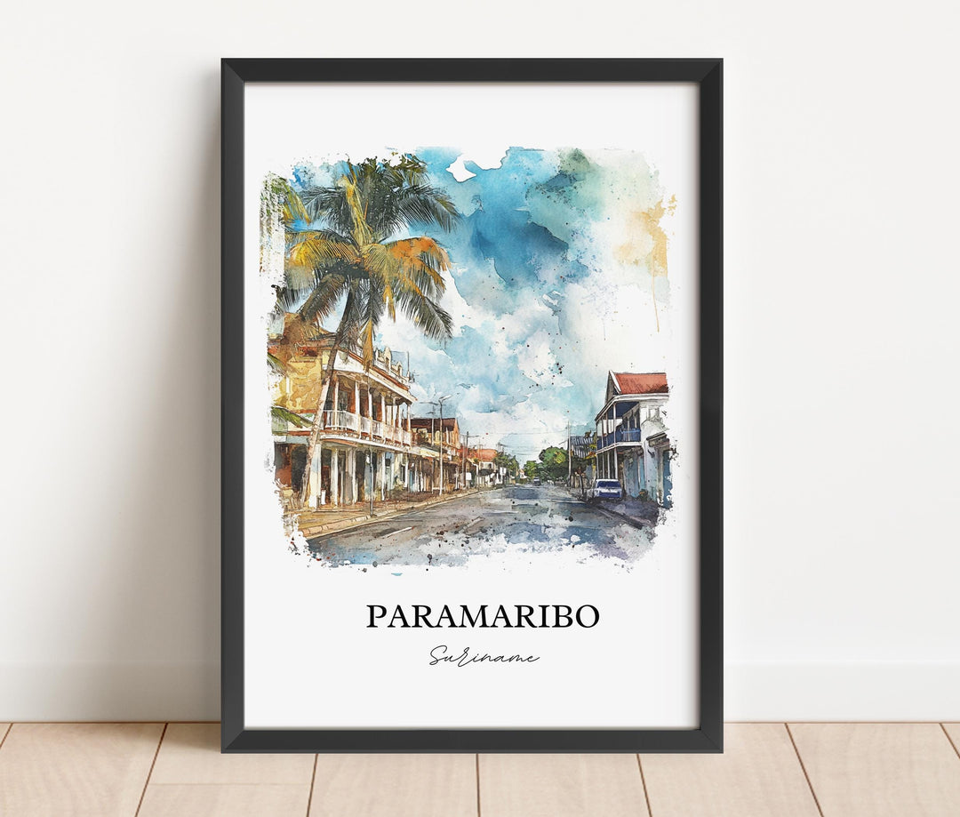 Paramaribo Wall Art, Suriname Print, Suriname Watercolor Art, Paramaribo Gift, Travel Print, Travel Poster, Housewarming Gift