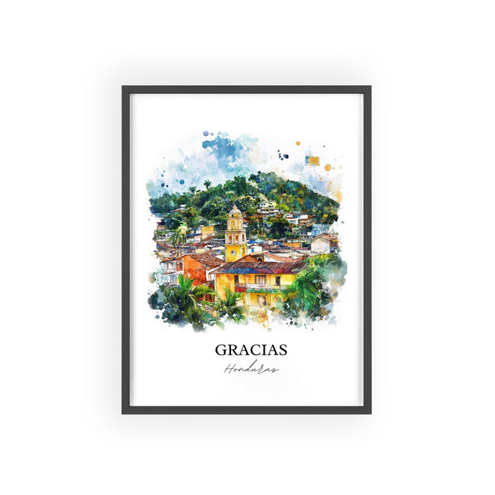 Gracias Honduras Wall Art, Honduras Print, Honduras Watercolor Art, Gracias Honduras Gift, Travel Print, Travel Poster, Housewarming Gift
