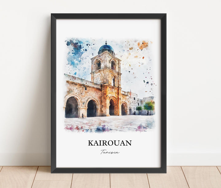 Kairouan Wall Art, Kairouan Print, Tunisia Watercolor Art, Kairouan Gift, Travel Print, Travel Poster, Housewarming Gift