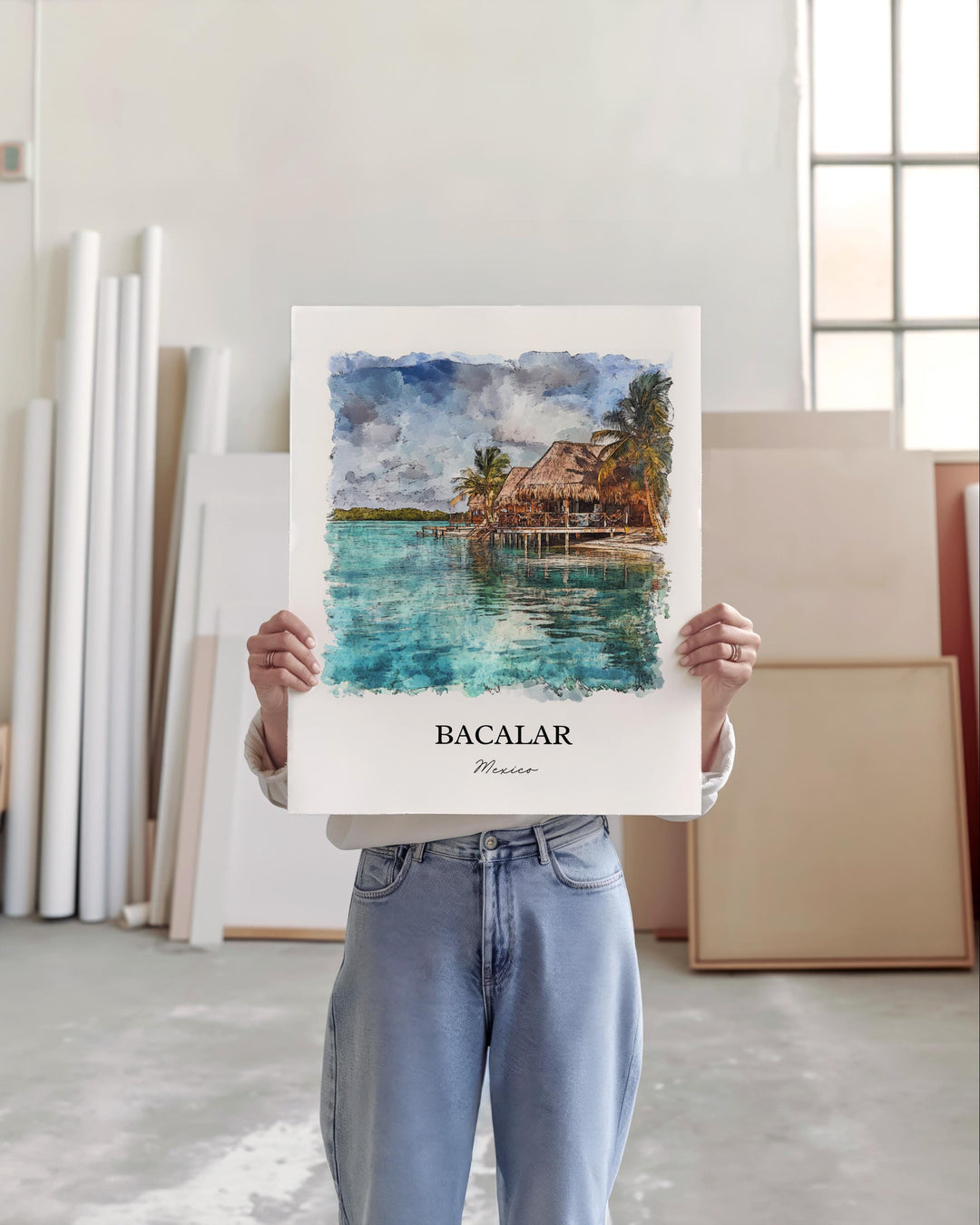 Bacalar Mexico Wall Art, Lake Bacalar Print, Mexico Watercolor Art, Bacalar Mexico Gift, Travel Print, Travel Poster, Housewarming Gift