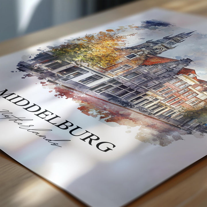 Middelburg Netherlands Art, Zeeland Print, Netherlands Watercolor, Middelburg NLD Gift, Travel Print, Travel Poster, Housewarming Gift
