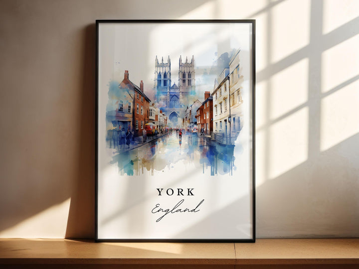 York traditional travel art - England, York poster, Wedding gift, Birthday present, Custom Text, Personalized Gift