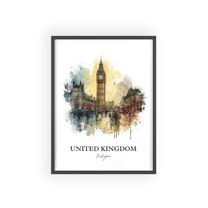 United Kingdom Wall Art, England Print, UK Watercolor Art, United Kingdom Gift, Travel Print, Travel Poster, Housewarming Gift