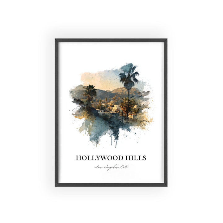 Hollywood Hills, California – Watercolor Art Print