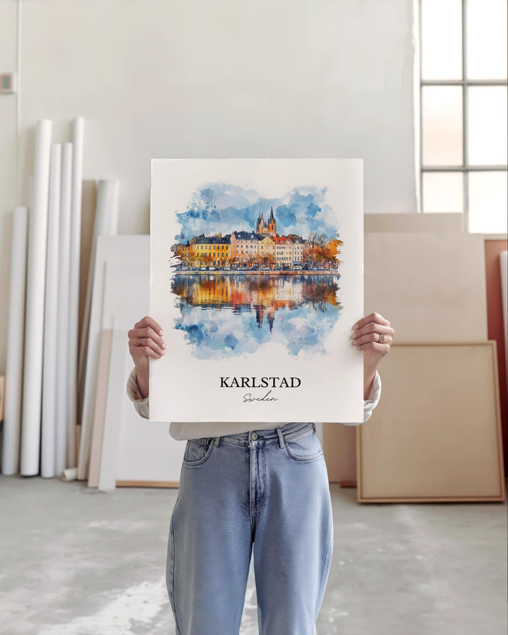 Karlstad Travel Print Wall Art Karlstad Wall Hanging Home Décor Karlstad Gift Art Lovers Sweden Art Lover Gift Karlstad Poster