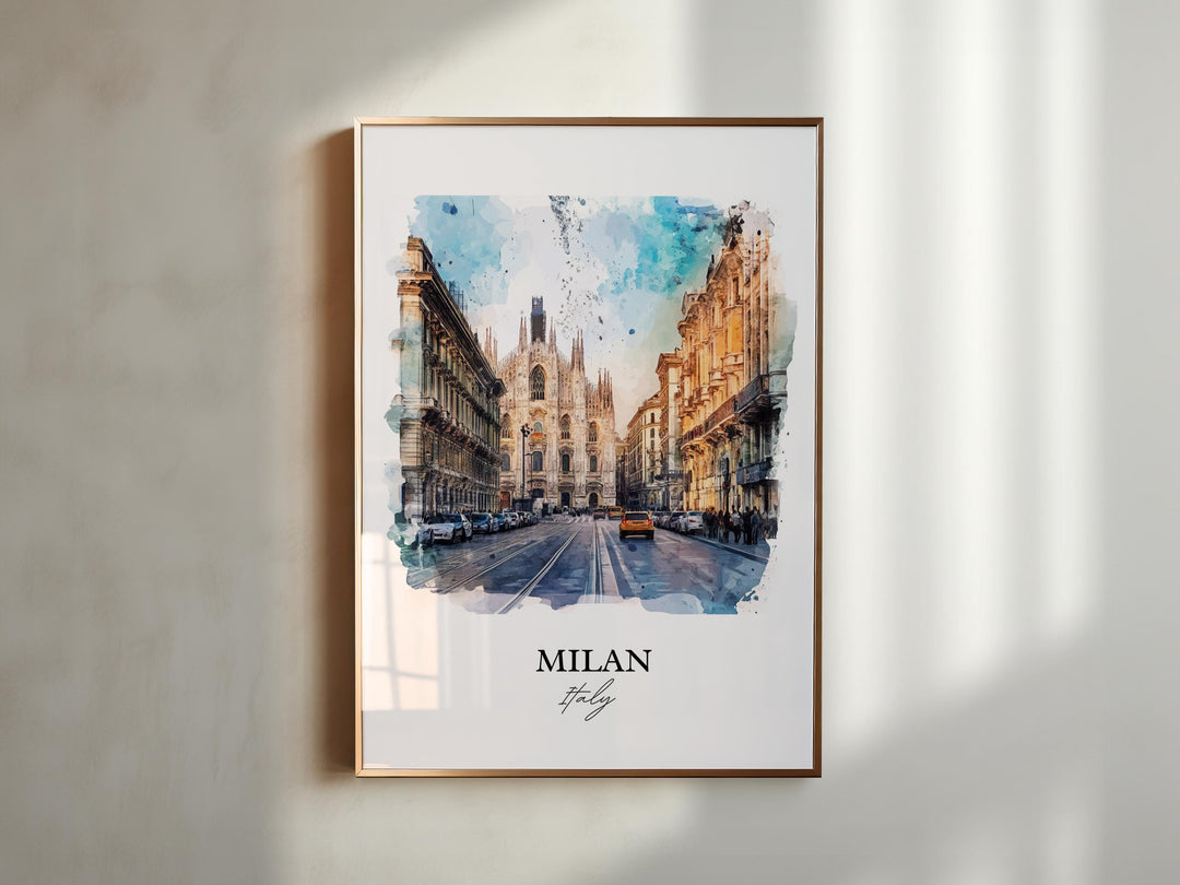 Milan Wall Art, Milan Italia Print, Italy Watercolor Art, Milan Italy Gift, Travel Print, Travel Poster, Housewarming Gift